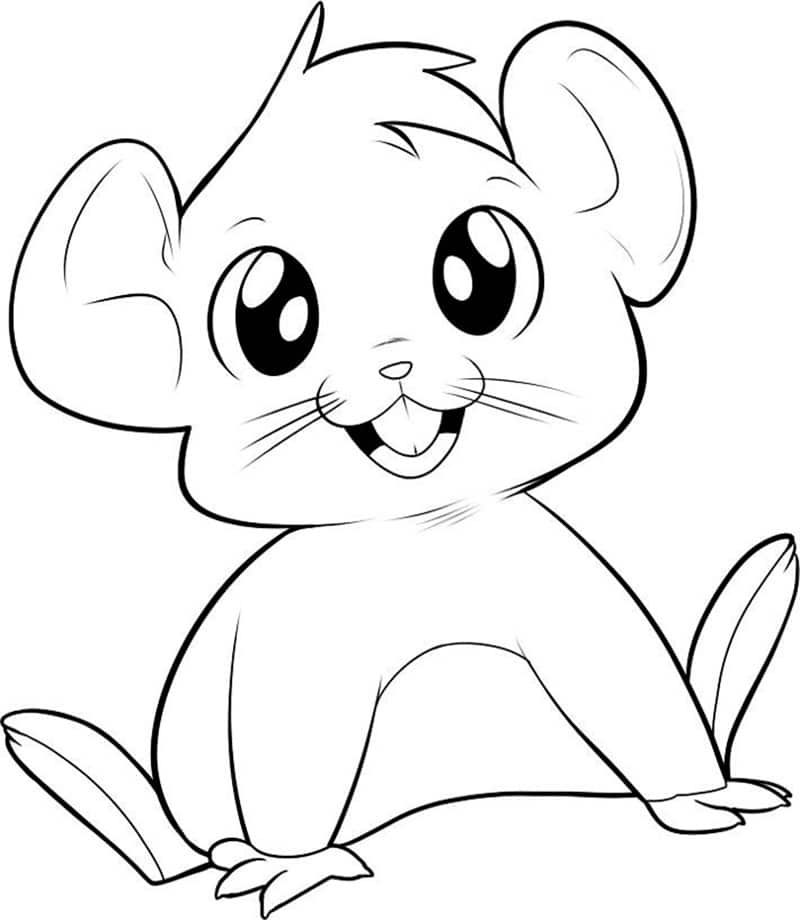 Painting with a cute mouse coloring page