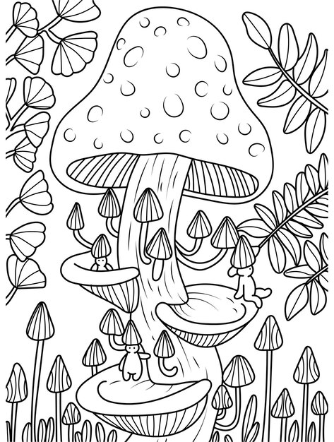 Cute mushroom coloring pages images