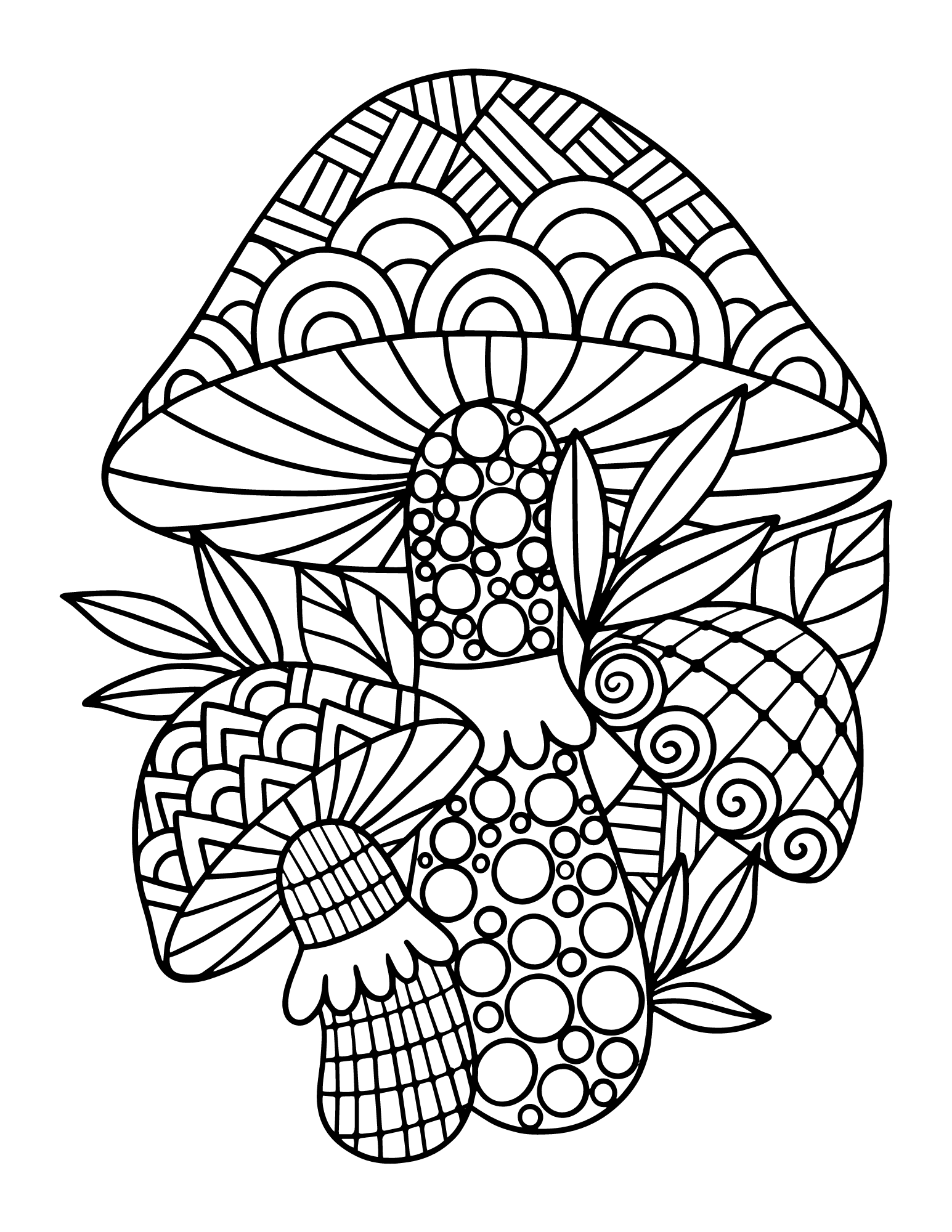 Fun and creative mushroom coloring pages