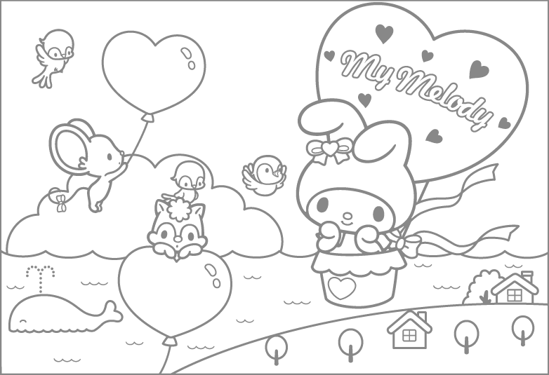 My melody coloring pages team colors