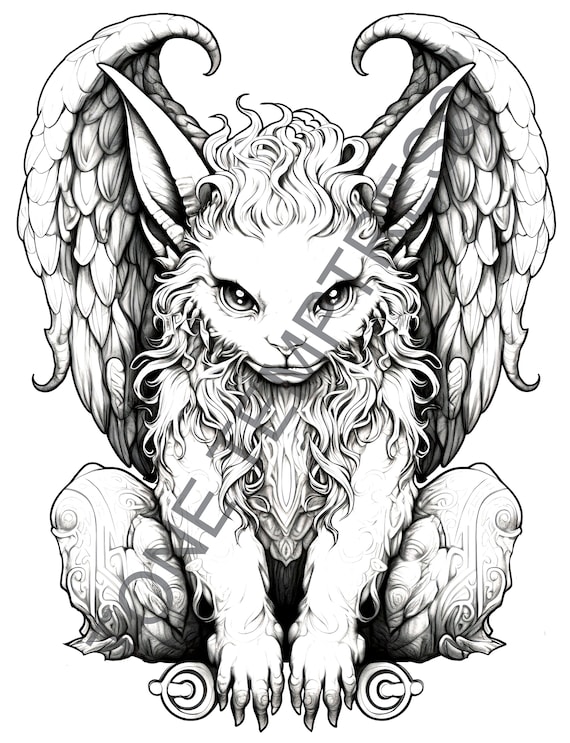 Fantasy mythical creatures coloring pages cute magical animals coloring pages for adults printable coloring book digital coloring pdf