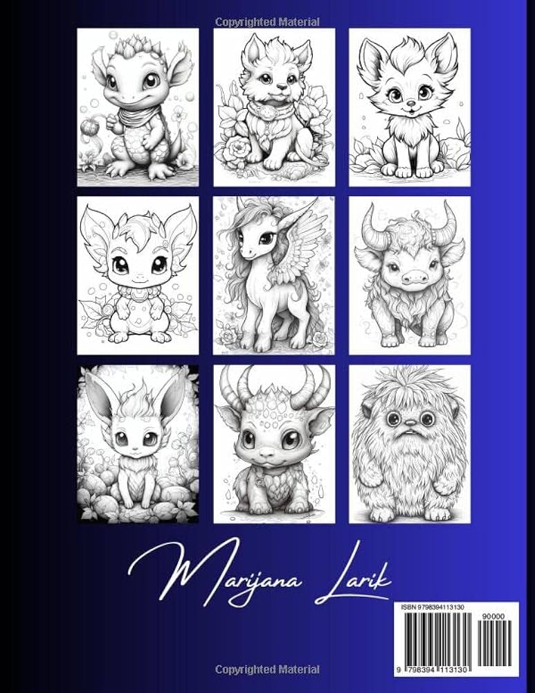 Fantasy little creatures coloring book with mystical animals cute charming monsters cute dragons and more relaxation and stress relief for teens and adults larik marijana books