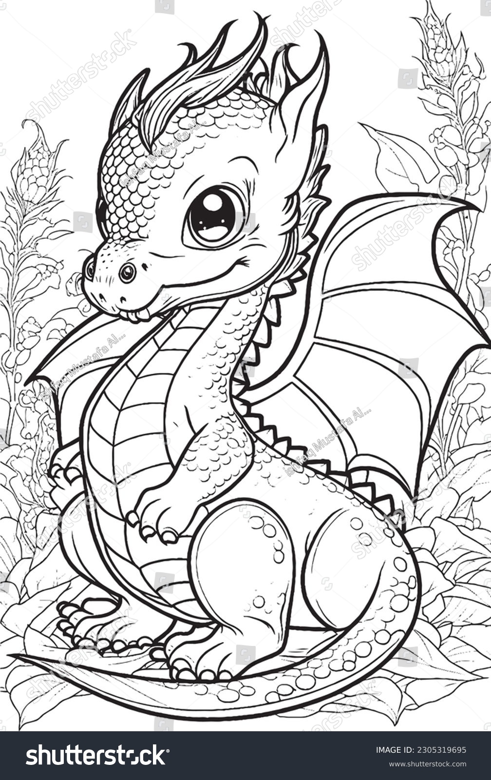 Cute dragon coloring pages kids adults stock vector royalty free