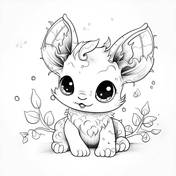 Kawaii baby animal coloring page for kids instant digital download printable pdf simple design