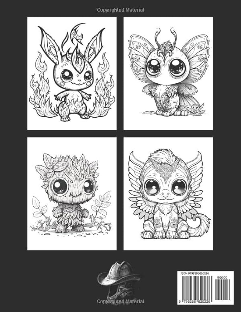 Adorable fantasy creatures coloring book an adult and teens coloring book with cute dragons unicorns and mythil animals coloring pages for relaxation and stress relief cowboy a space books