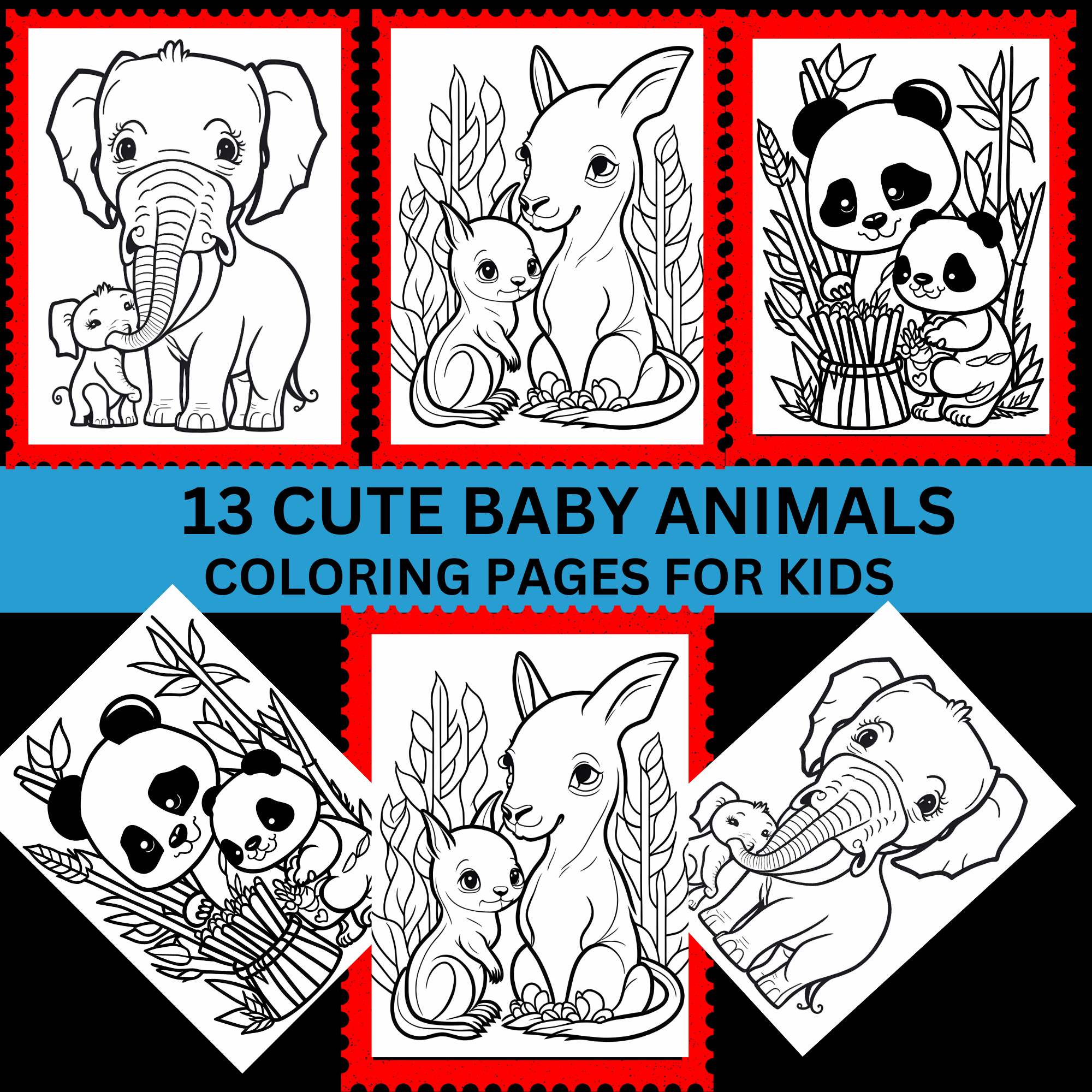 Unique animal and its baby coloring page