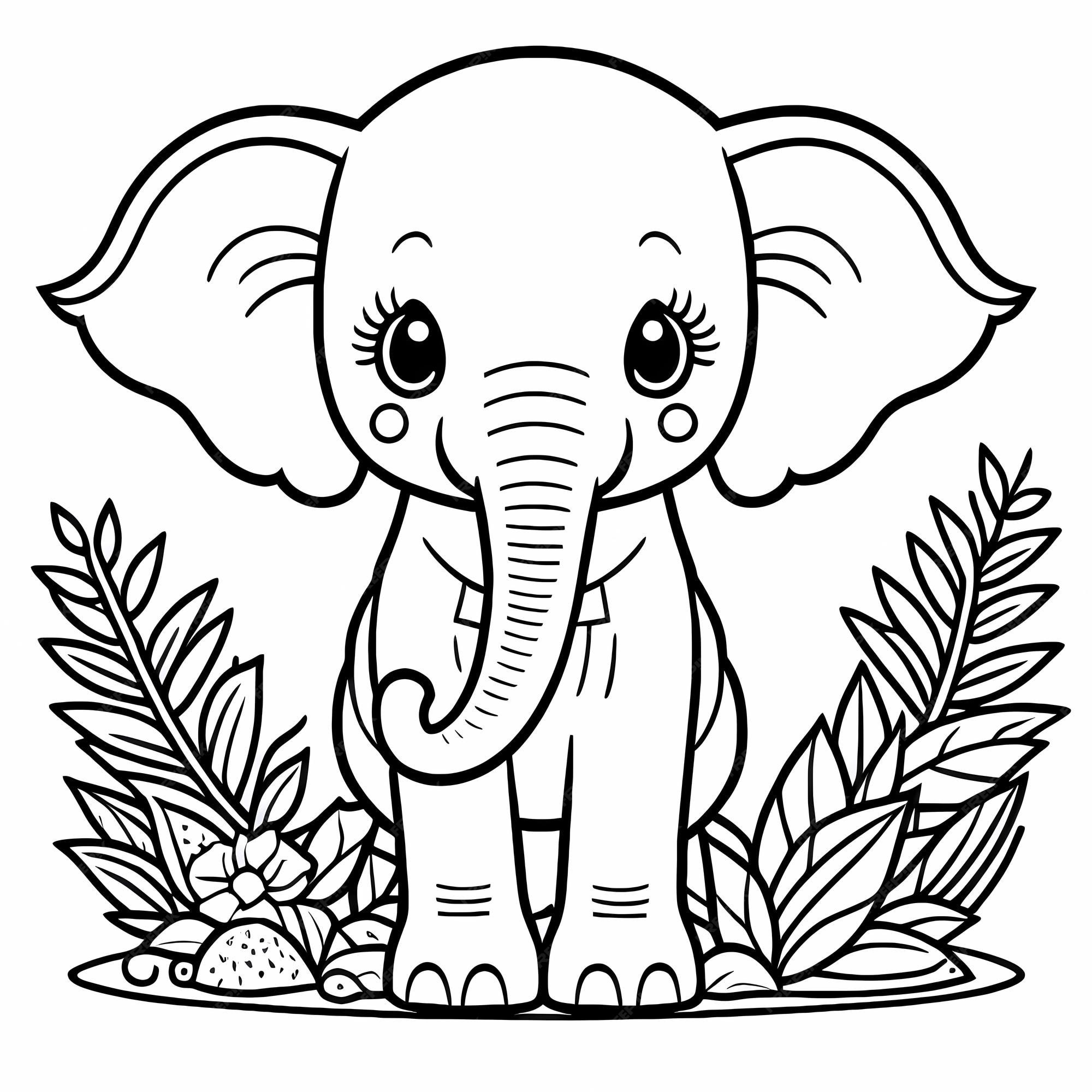 Premium vector a vector of cute baby elephant coloring page in black and white