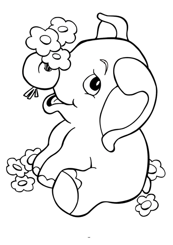 Coloring pages cute elephant coloring page for kids