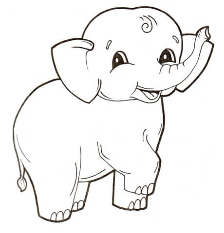 Cute baby elephant coloring page free printable coloring pages