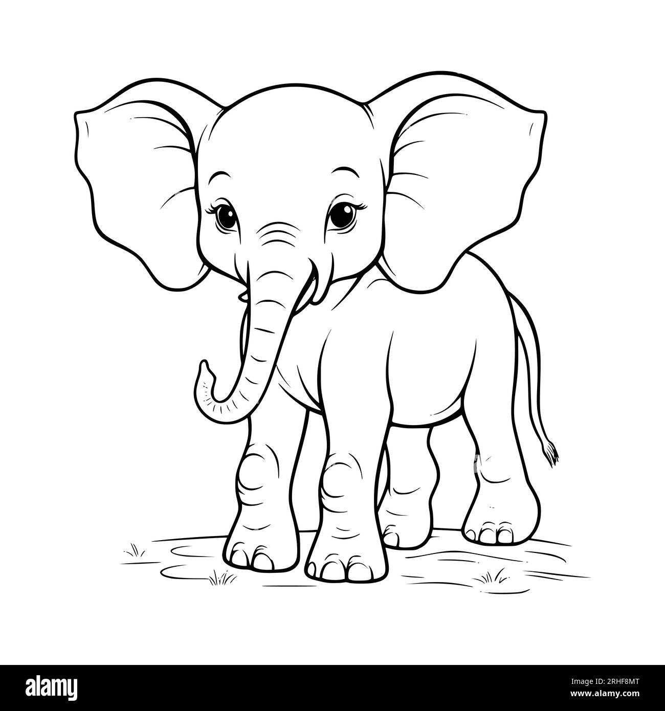 Baby elephant coloring page drawing for kids stock vector image art