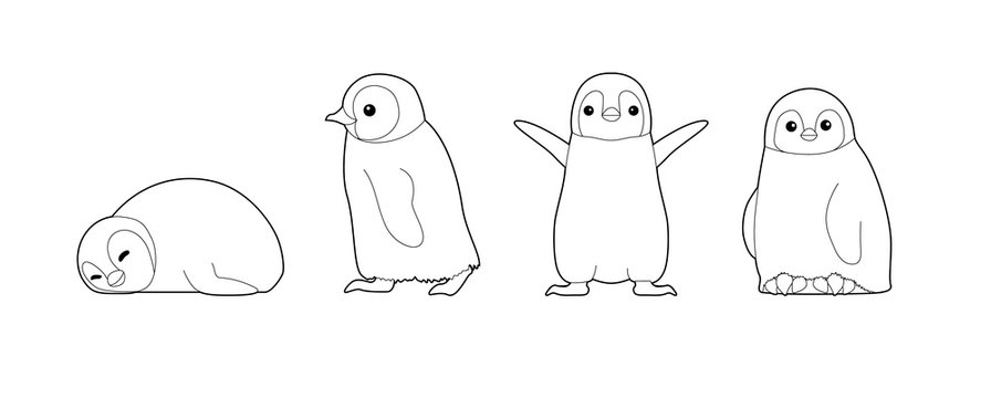 Baby penguin cute cartoon vector coloring book vector