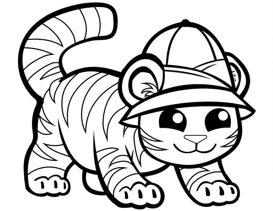 Cute tiger cub coloring page