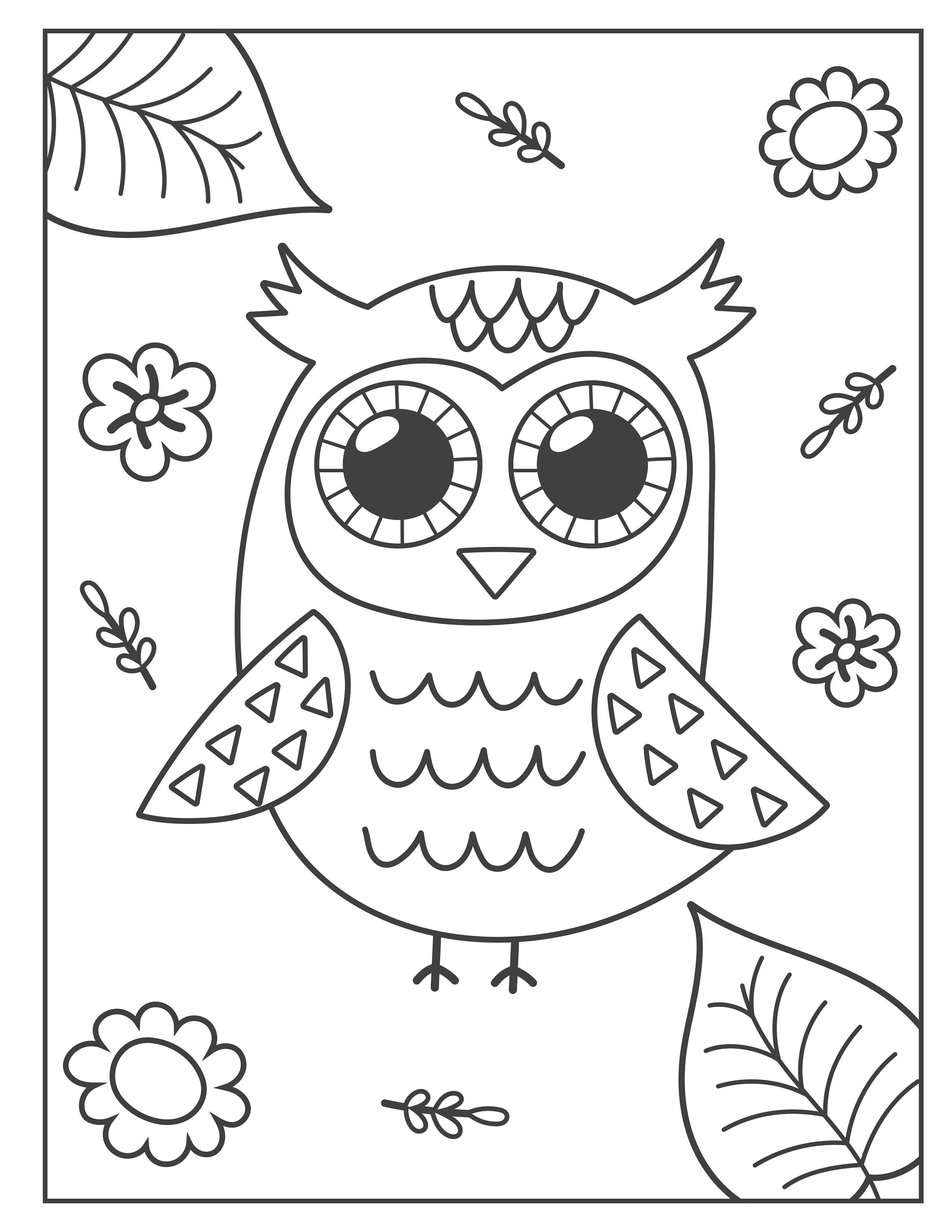 Cute owl coloring pagesinstant download pagesfor kids