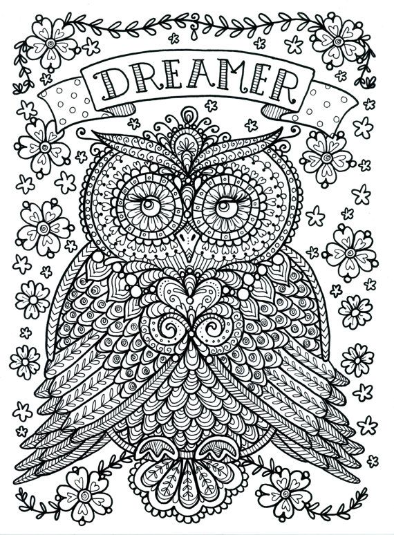 Owl coloring pages for adults free detailed owl coloring pages