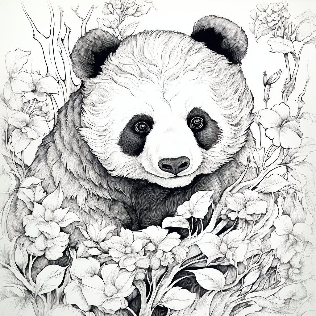 Panda coloring pagescute animal colorings instant download