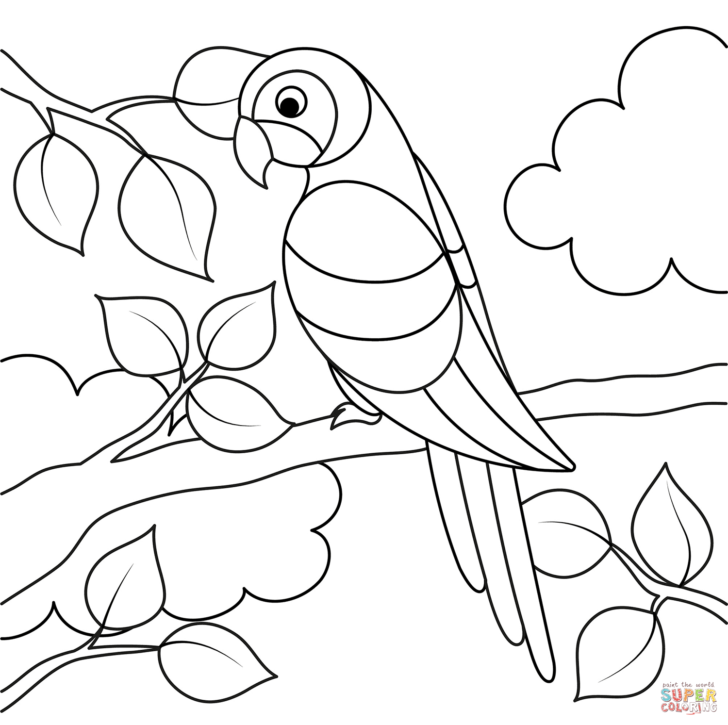 Parrot coloring page free printable coloring pages