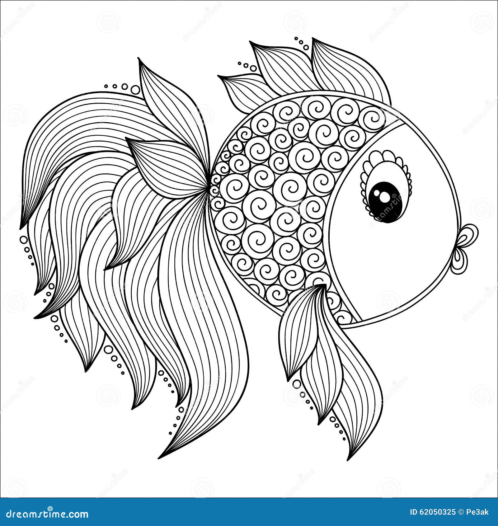 Pattern for coloring book cute cartoon fish stock vector