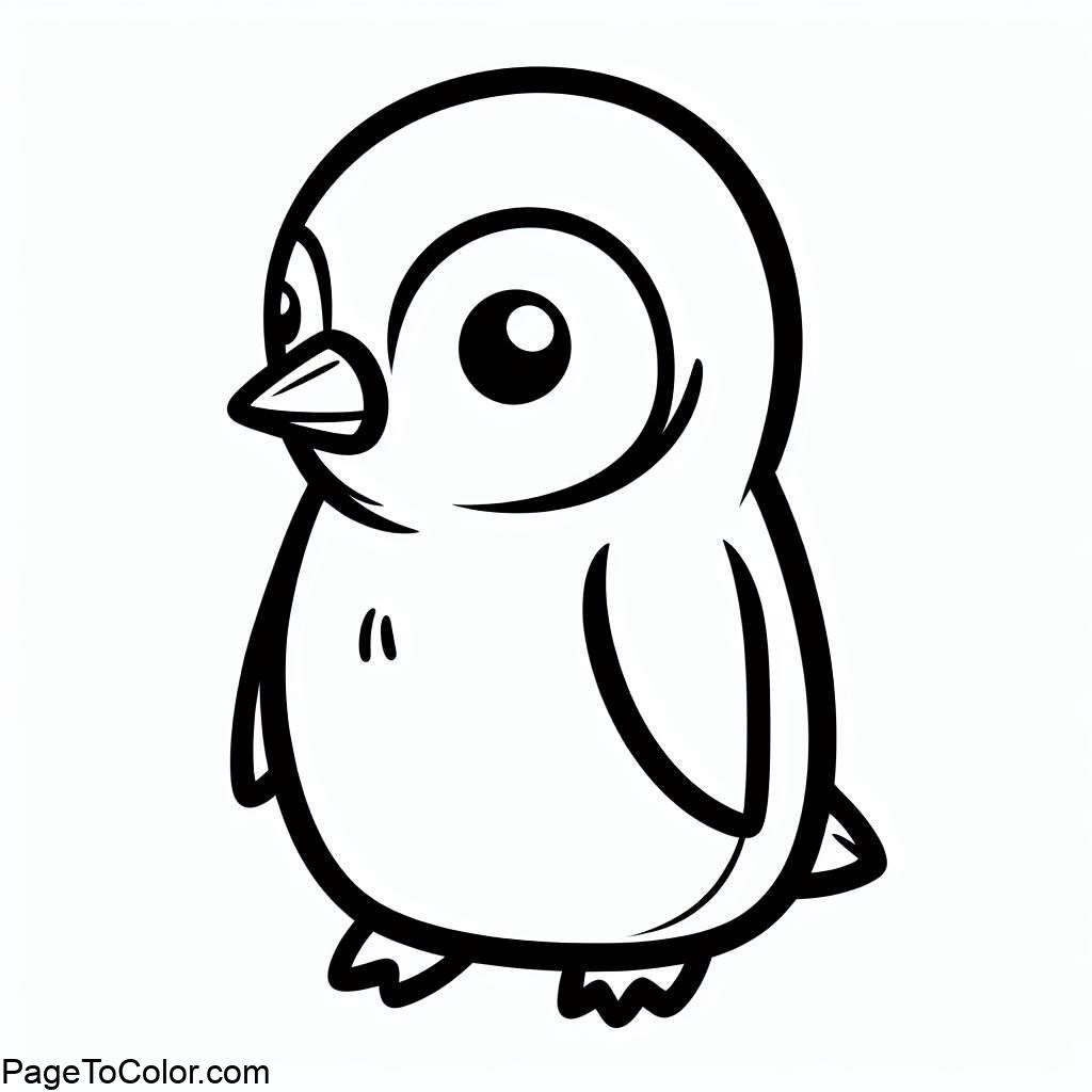 Penguin coloring page cute baby standing