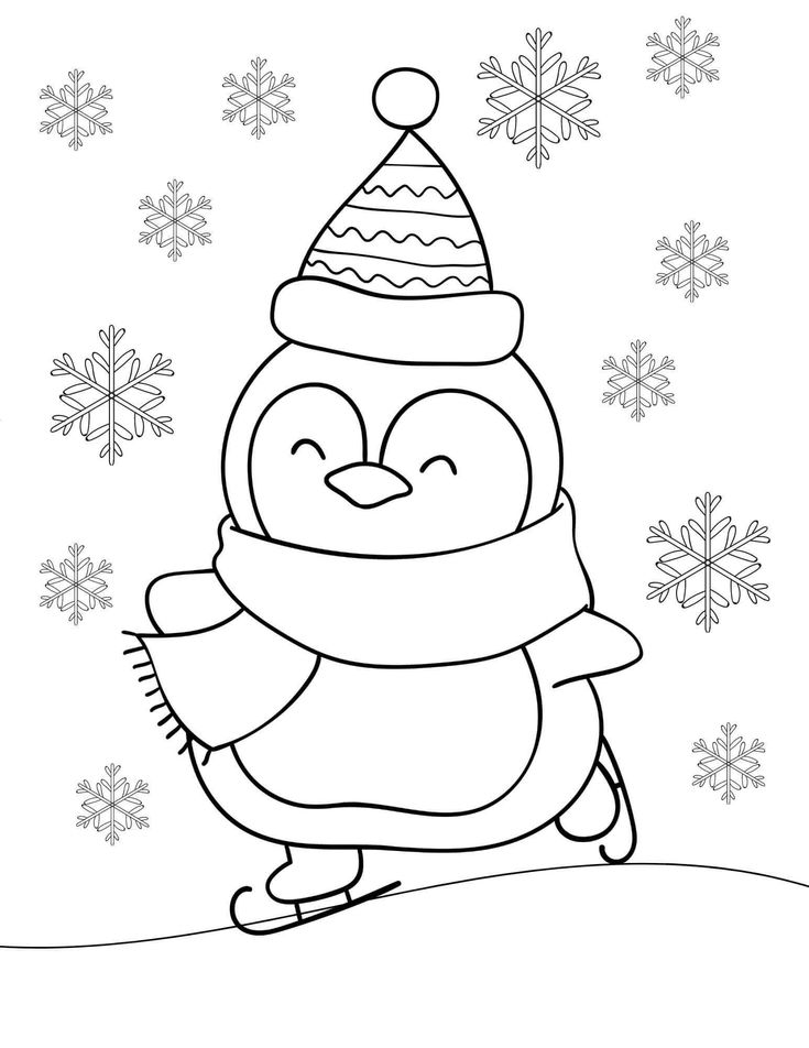 Cute penguin coloring page