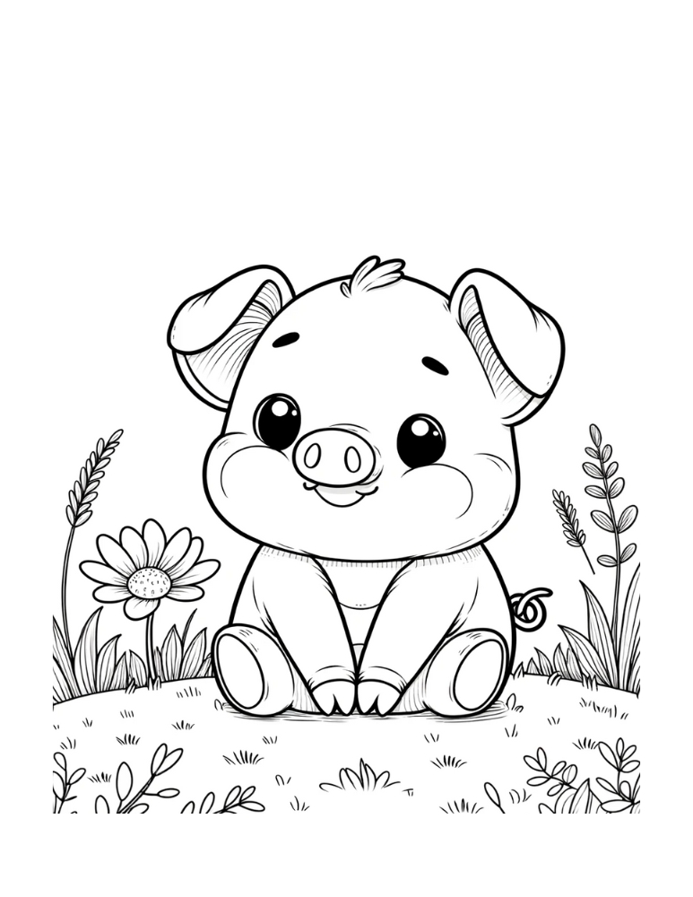 Free pig coloring pages for kids