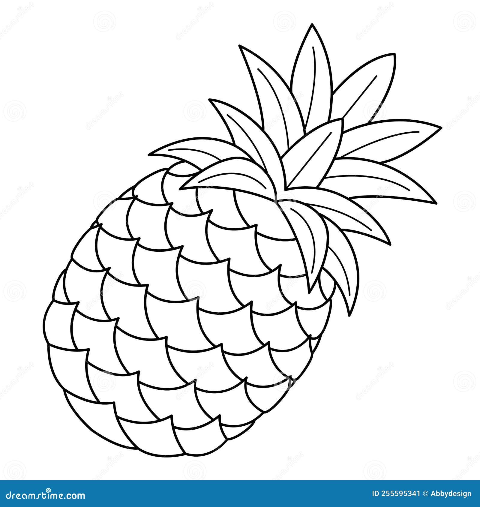 Pineapple fruit isolated coloring page for kids stock vector