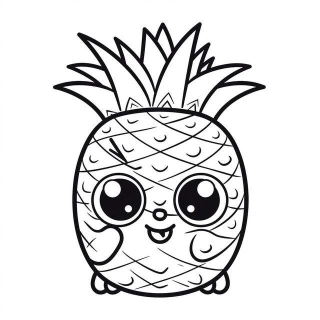 Cute chibi pineapple coloring page to draw on white background outline sketch drawing vector apple drawing wing drawing ring drawing png and vector with transparent background for free download