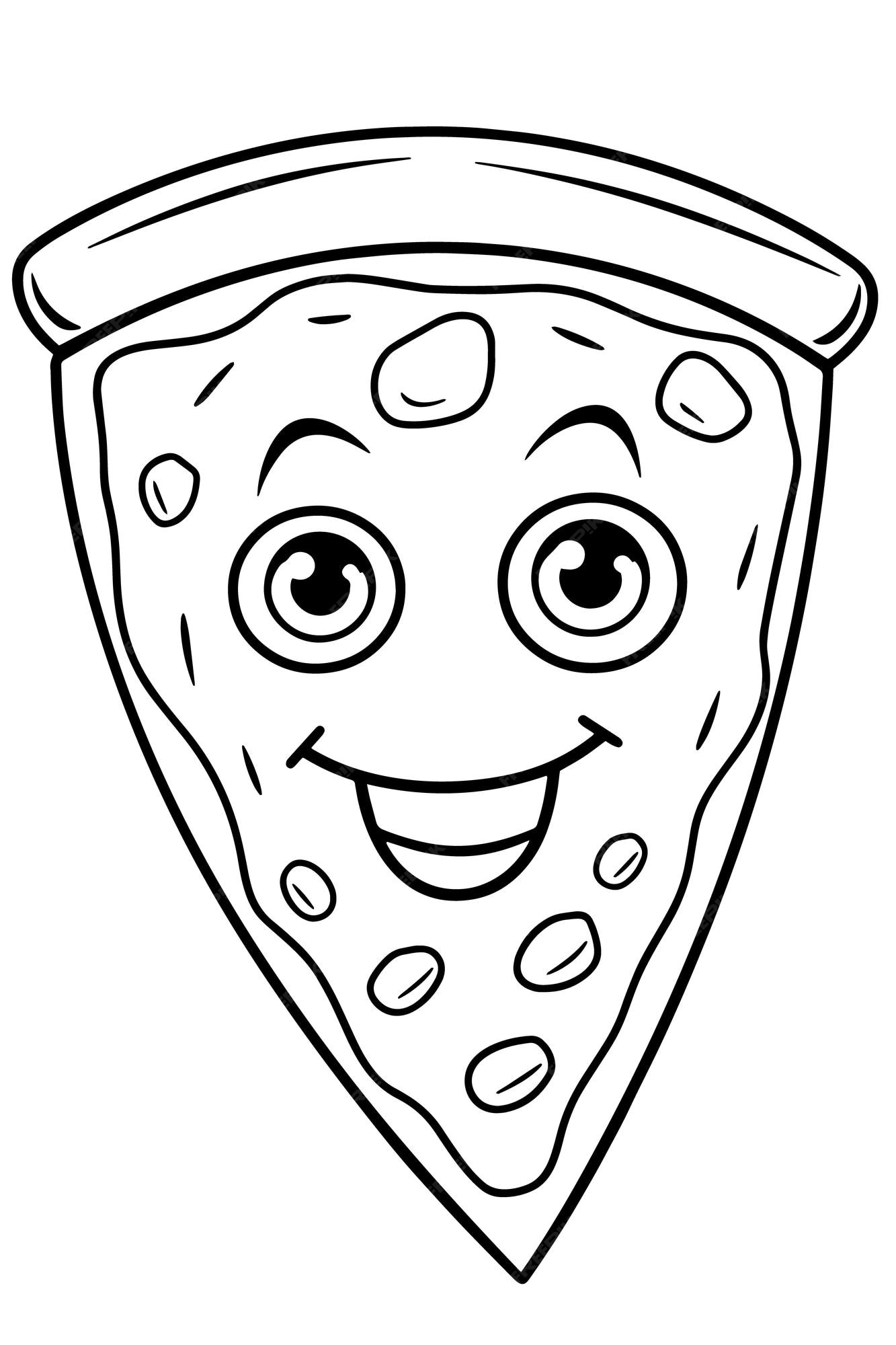 Premium vector cute pizza coloring page