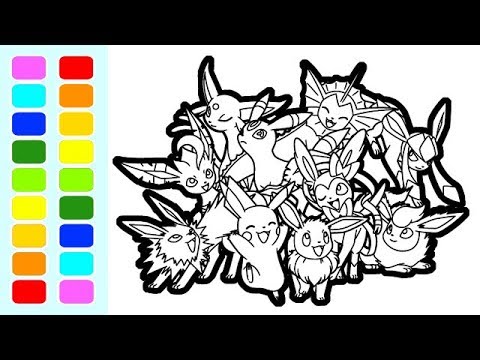 Eevee evolution pokeon coloring book pages speed colouring for kids