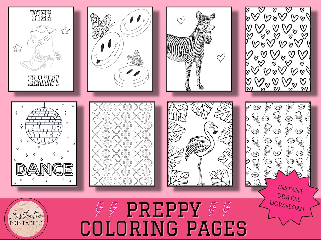 Preppy coloring pages printable easy aesthetic coloring pages pdf teen coloring sheets preppy aesthetic coloring pages for teens