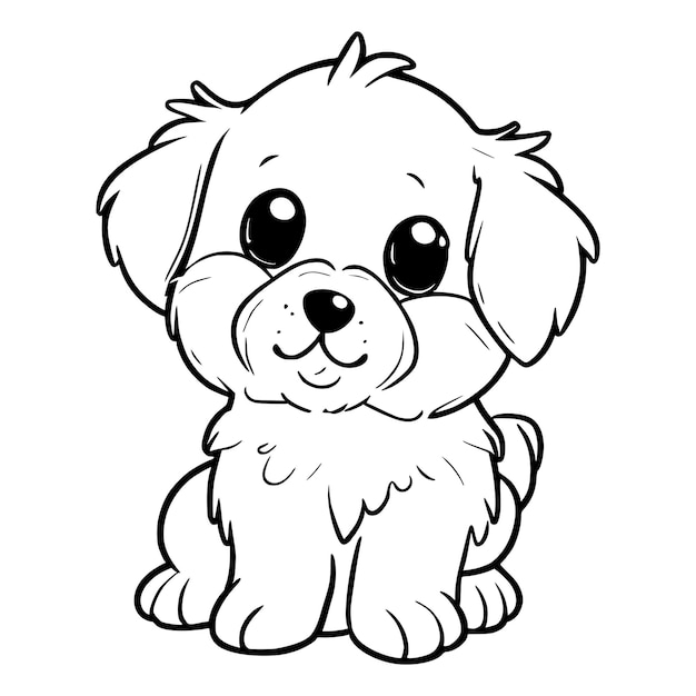 Premium vector cute puppy coloring pages for kids and toddlers