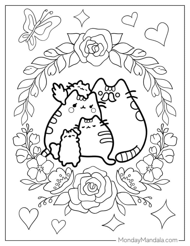 Pusheen coloring pages free pdf printables