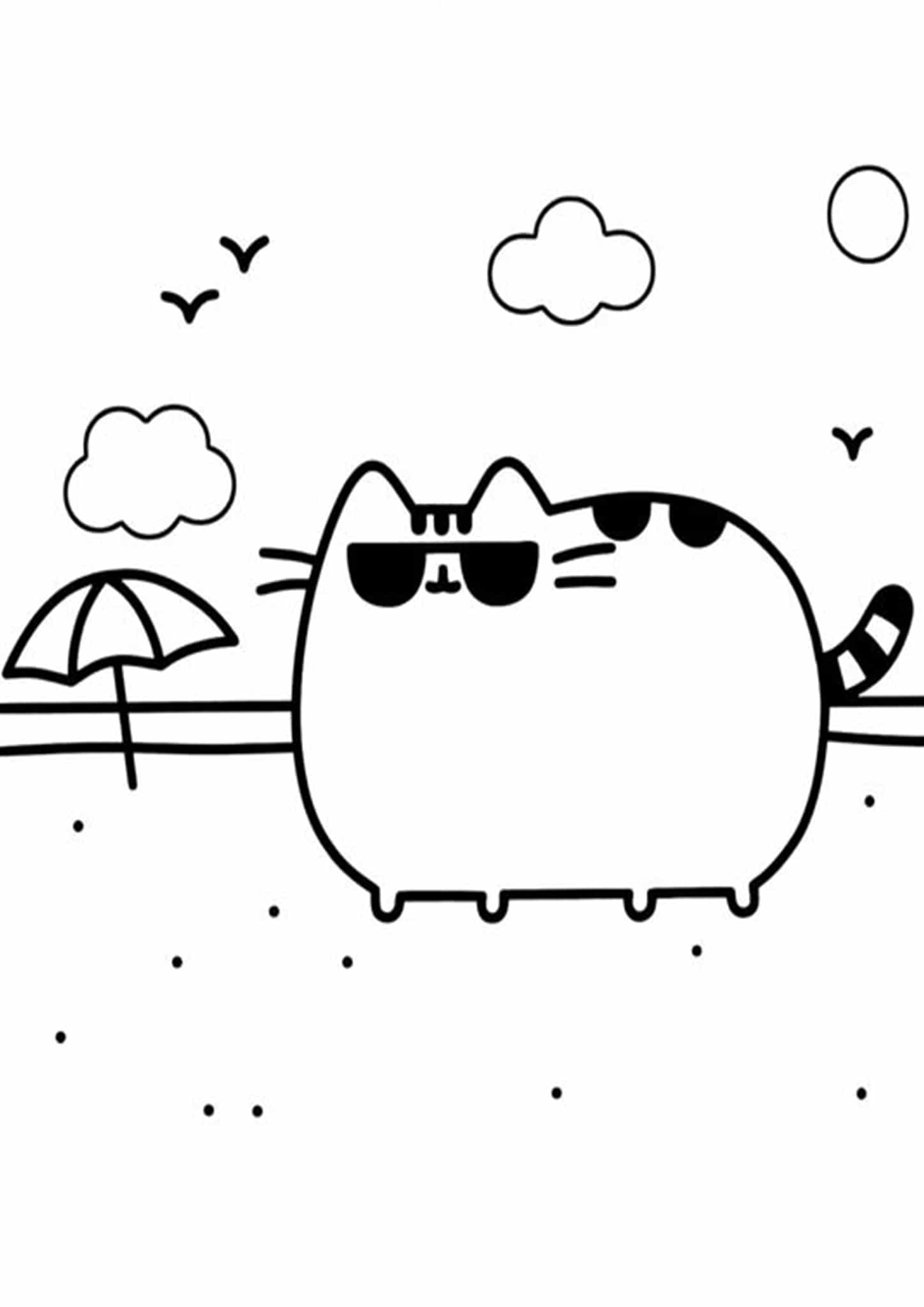 Free easy to print pusheen coloring pages