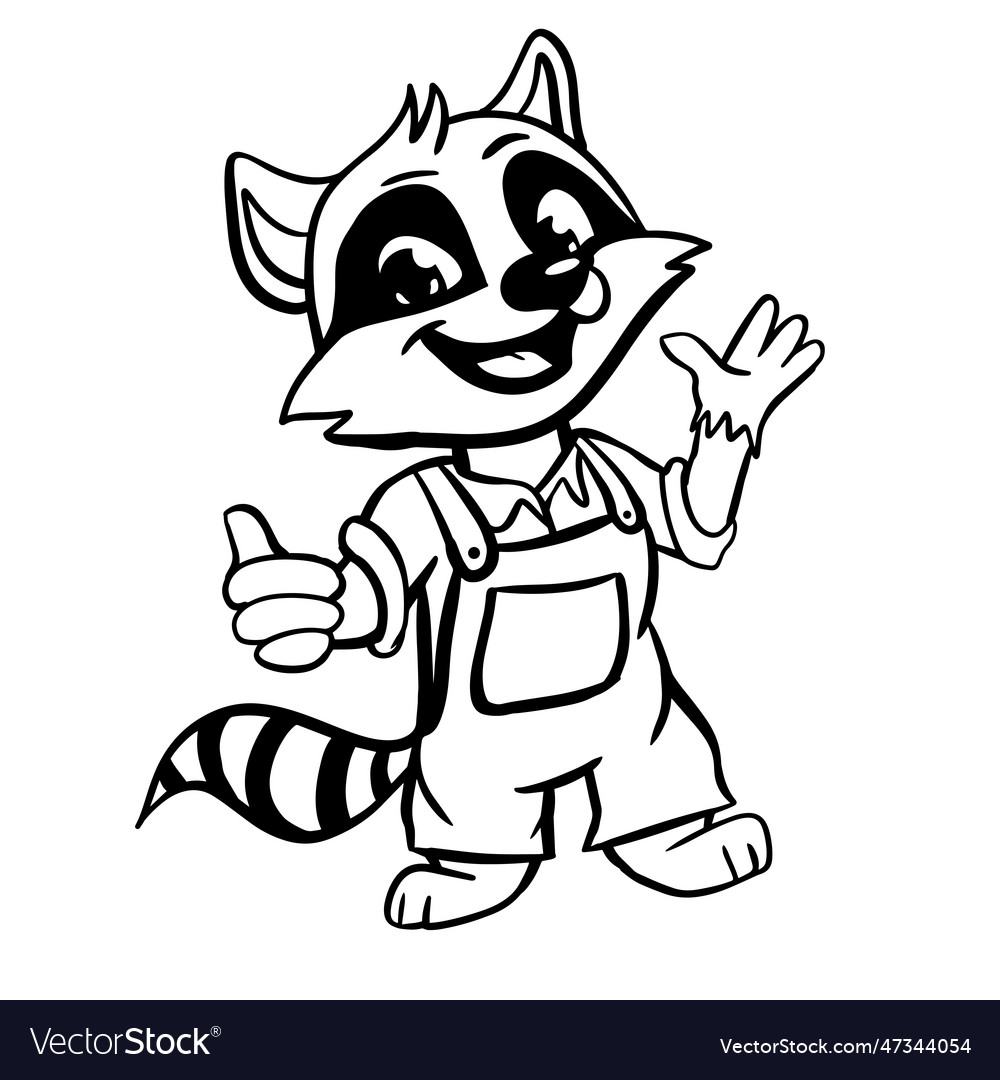 Funny cute raccoon kids coloring pages royalty free vector