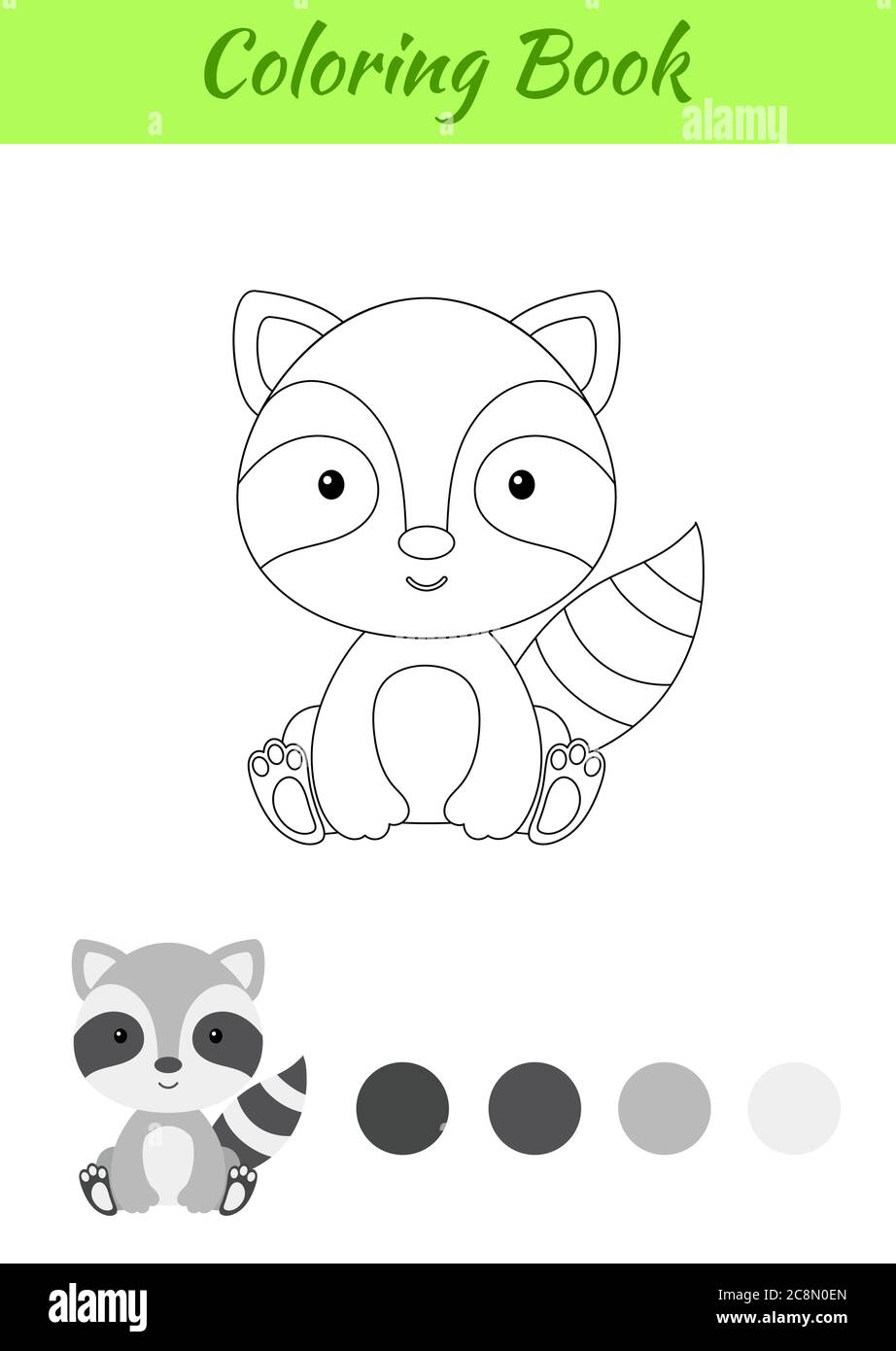 Coloring page little sitting baby raccoon coloring book for kids educational activity for preschool years kids and toddlers with cute animal stock vector image art