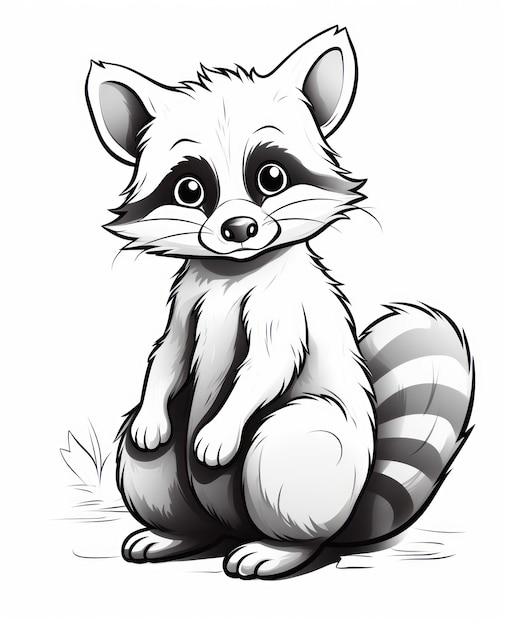 Premium ai image cute raccoon coloring page with clean lines ai generated