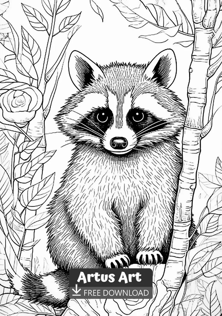 Adorable raccoon coloring page for creative fun