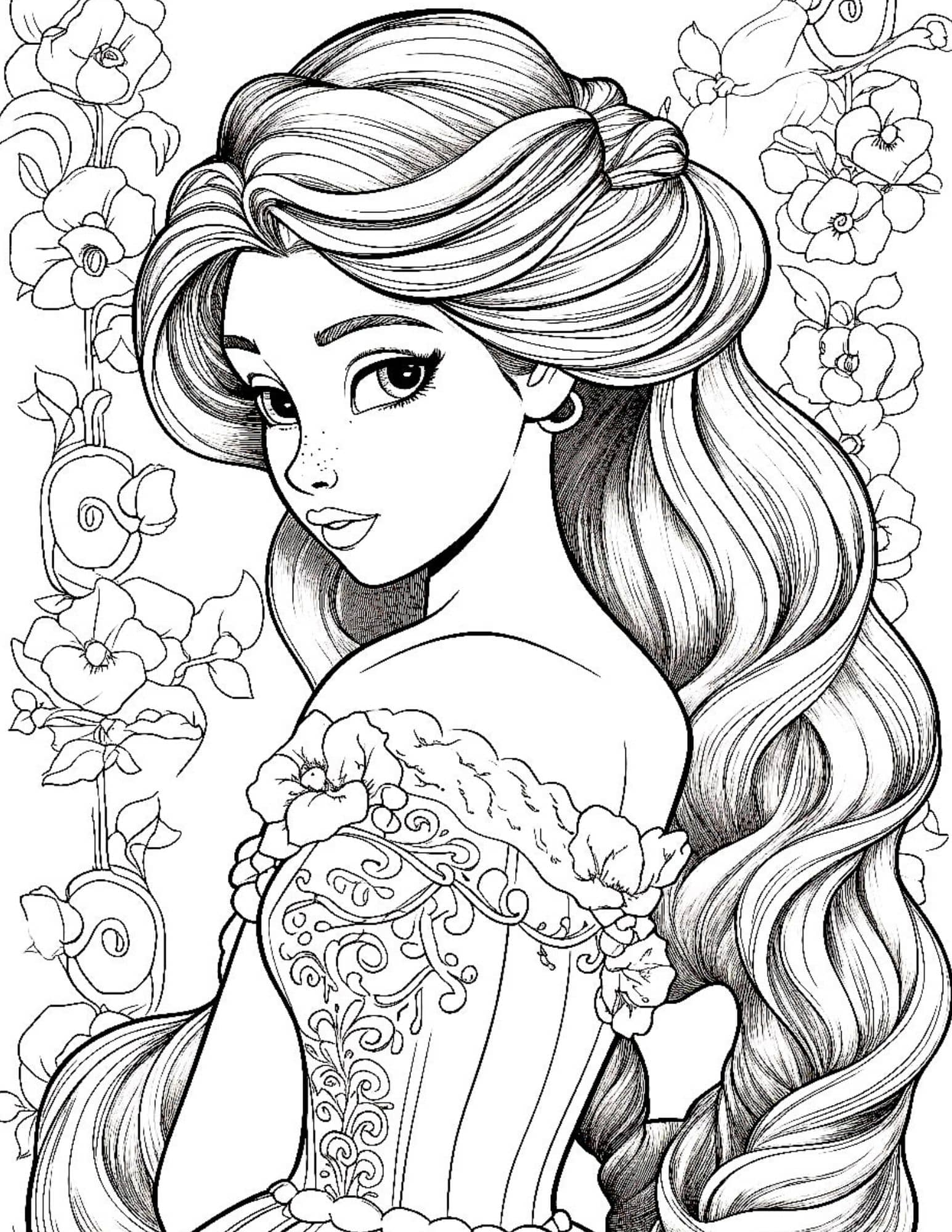 Gorgeous princess coloring pages for kids and adults