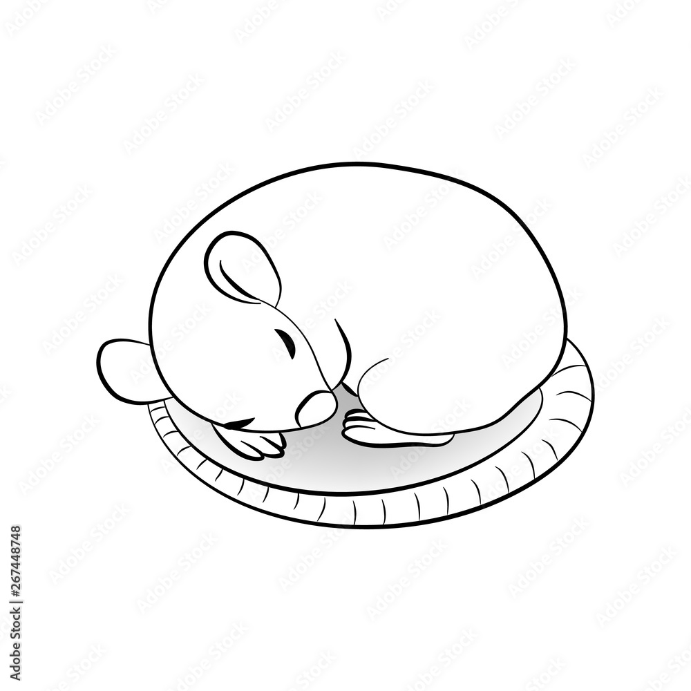 Vector illustration with cute rat coloring page for children vector