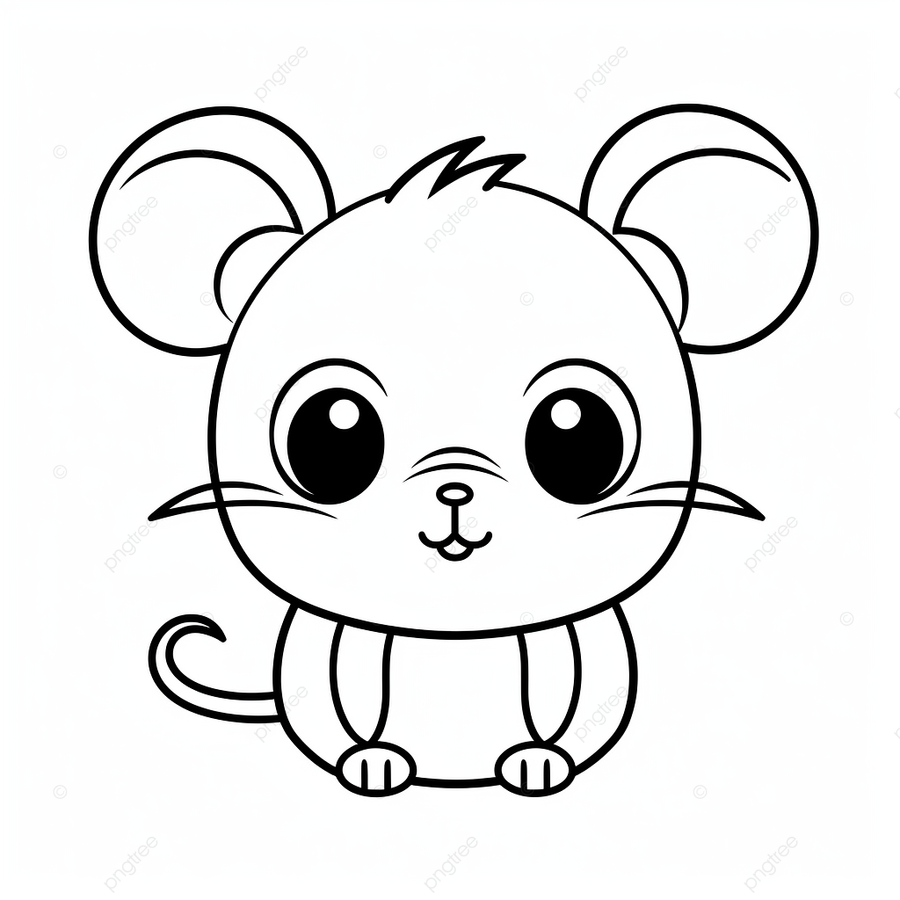 Kawaii cute rat coloring pages free basic simple cute cartoon animal outline isolated on white background children s coloring page png transparent image and clipart for free download