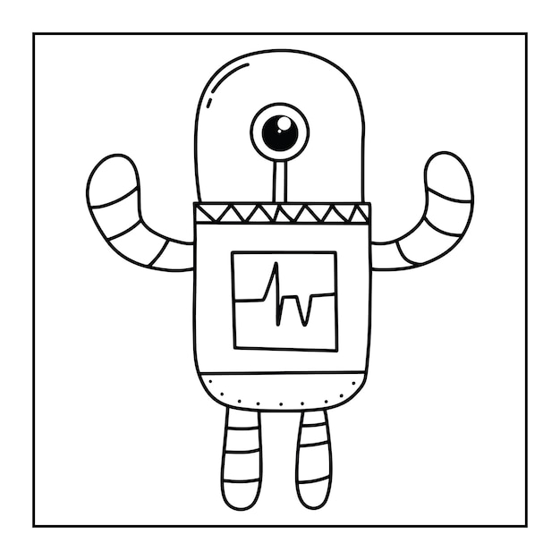 Premium vector cute printable robot coloring pages for kids