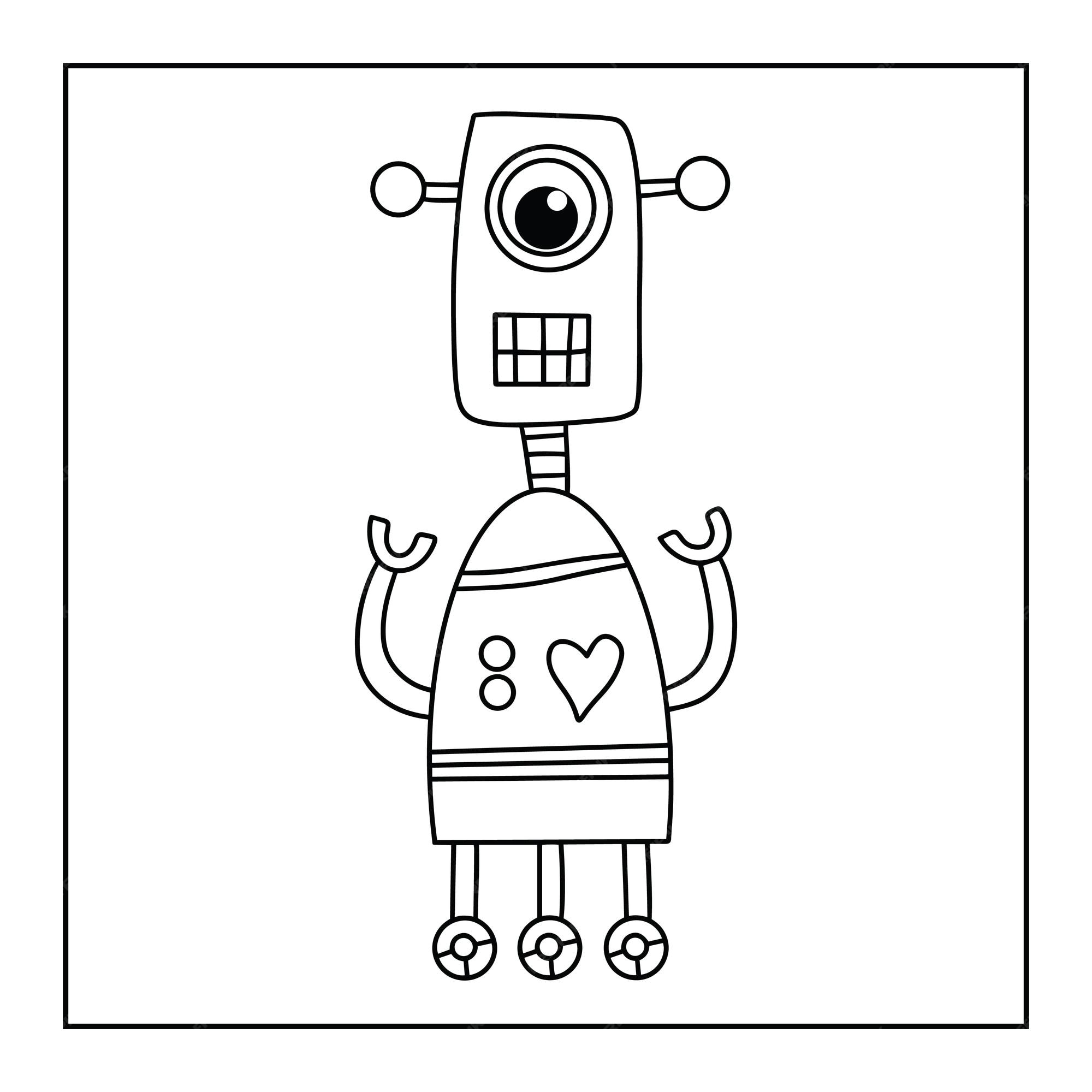 Premium vector cute printable robot coloring pages for kids