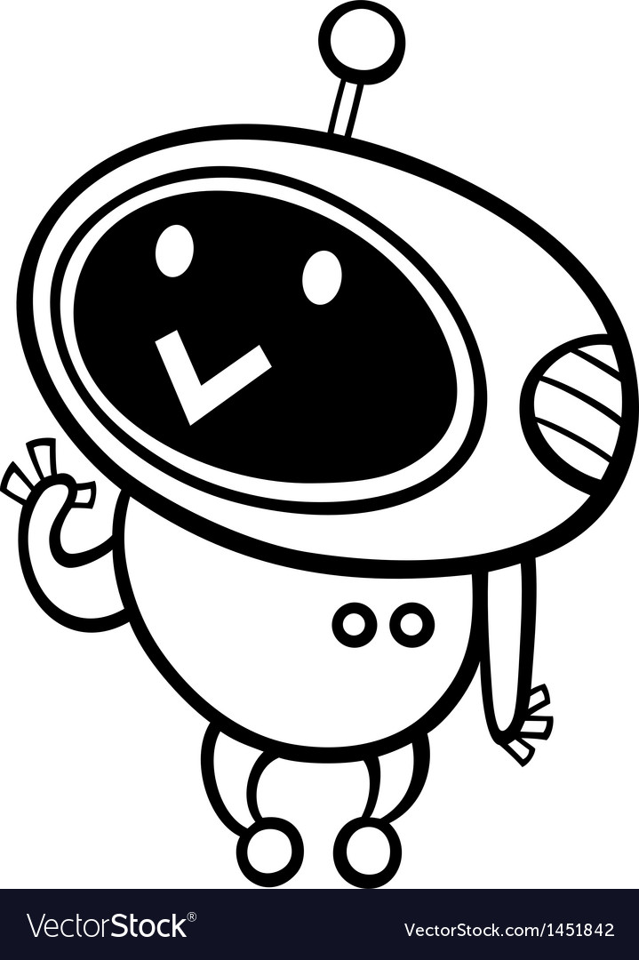 Cartoon kawaii robot coloring page royalty free vector image