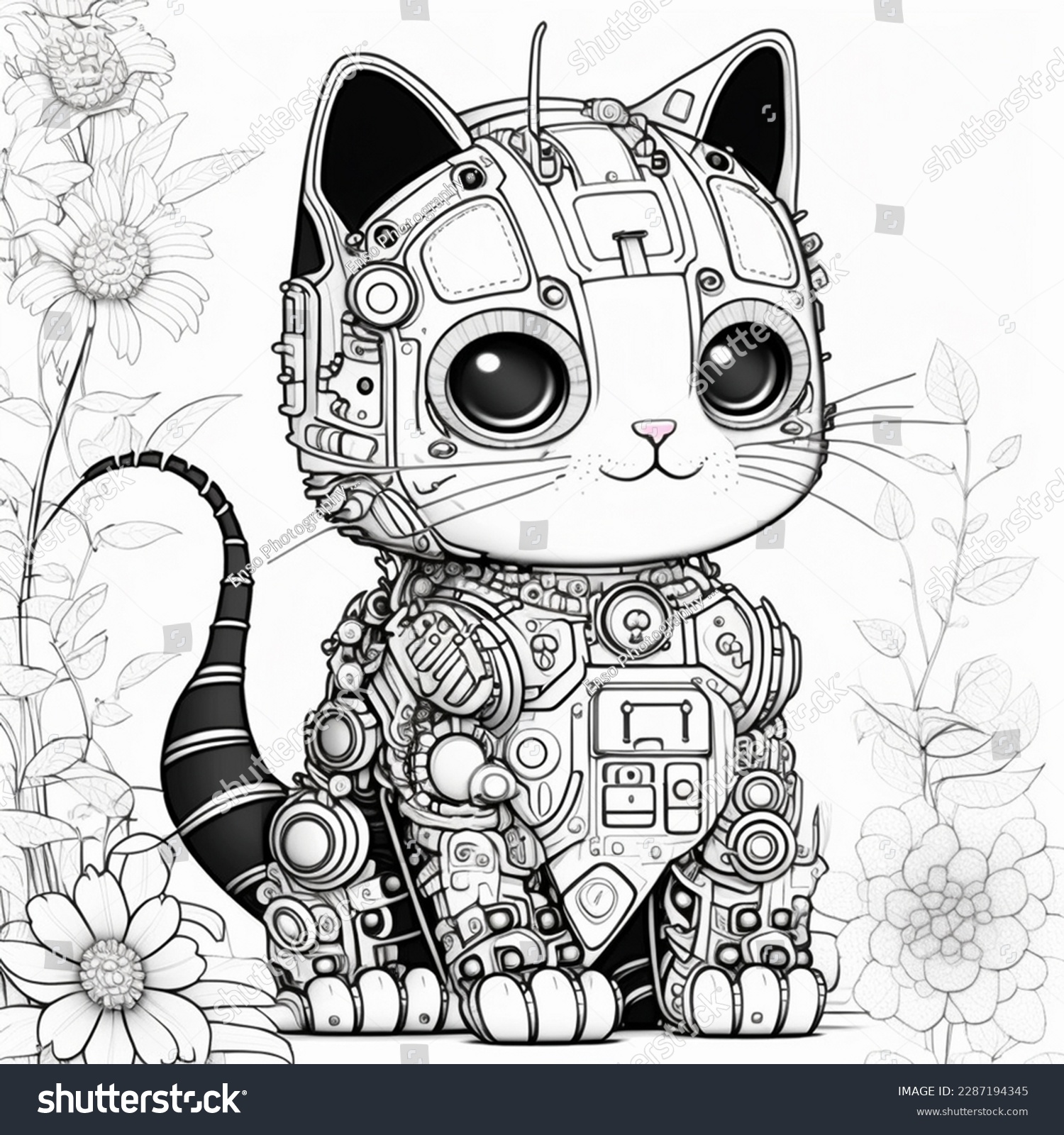 Hakuun cute animal robot colouring page illustration liittyvã kuvituskuva