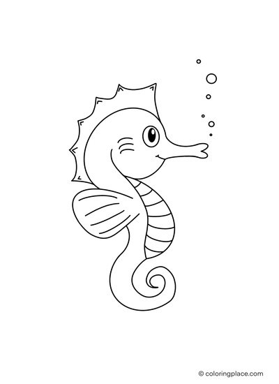 Cute seahorse coloring place