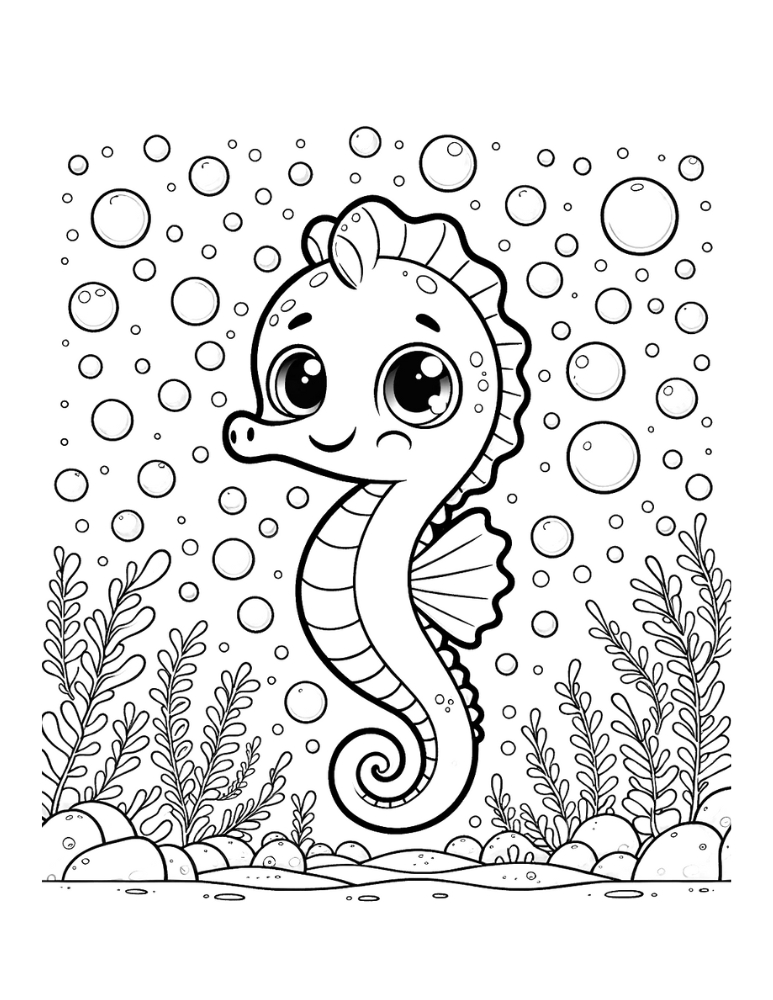 Free seahorse coloring pages for kids