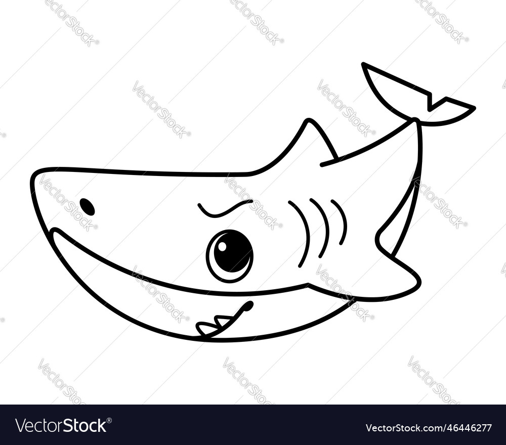 Cute shark coloring page cartoon royalty free vector image