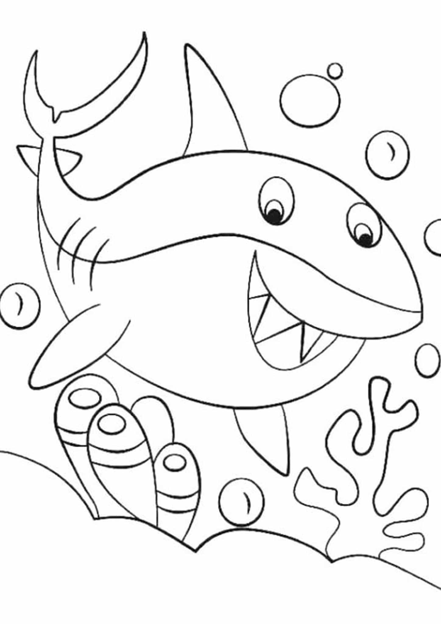 Free easy to print shark coloring pages