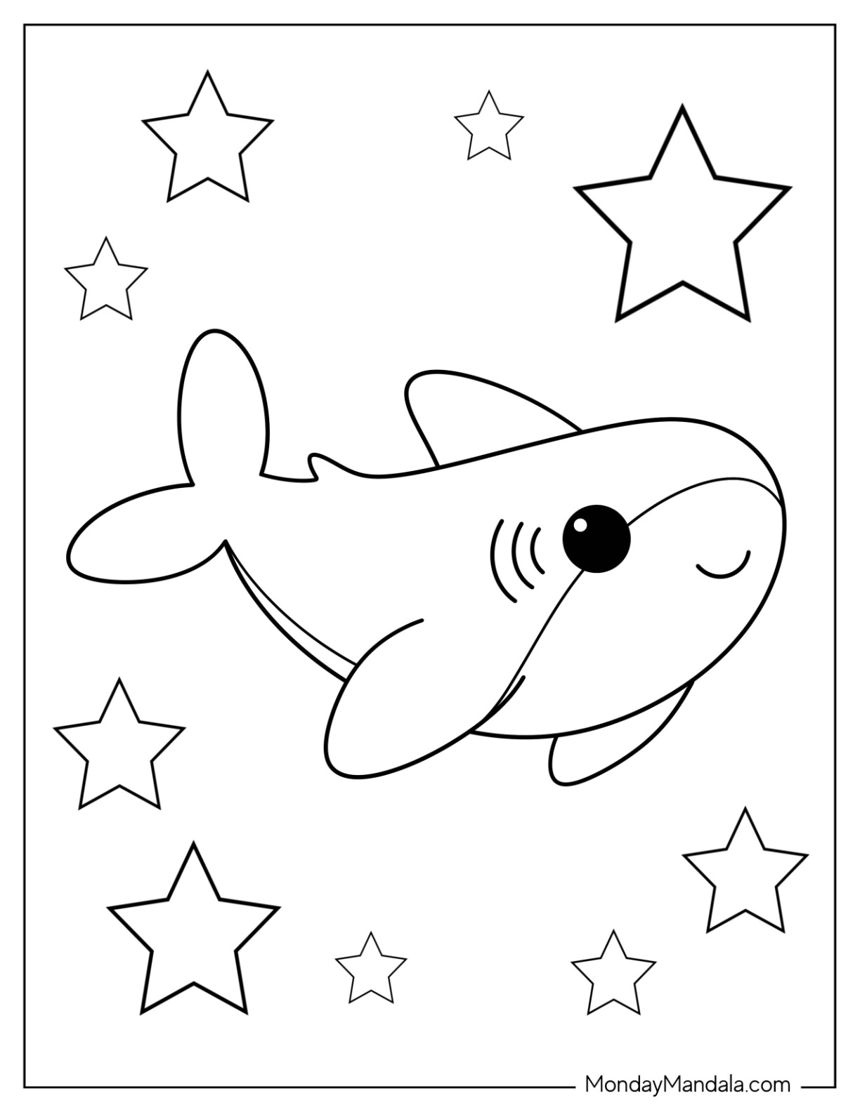 Shark coloring pages free pdf printables
