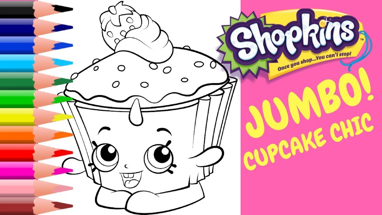 Jumbo shopkins coloring cupcake chic coloring pages coloring book how to color learn colors diy