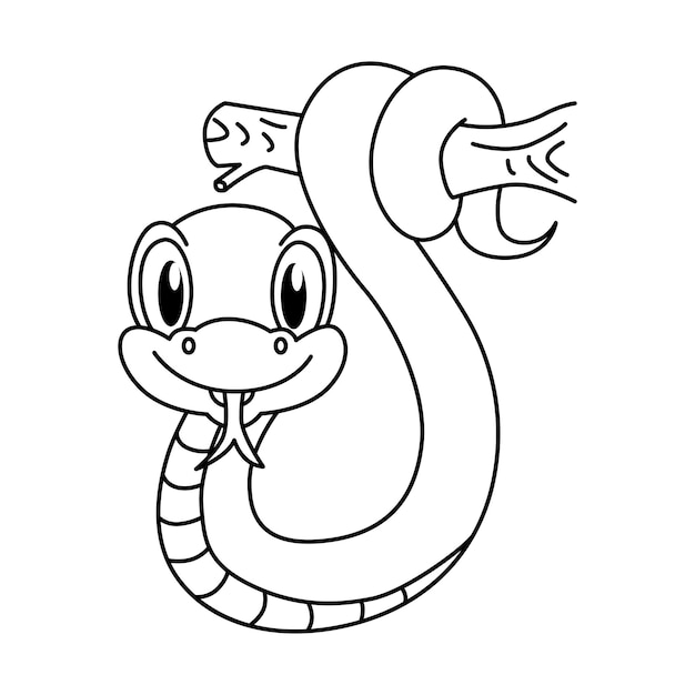 Premium vector cute snake cartoon characters vector illustration for kids coloring book